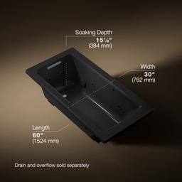 Archer 60'' x 30'' drop-in whirlpool bath with Bask heated surface - image 3