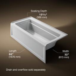 Archer 66'' x 32'' alcove bath, left drain - image 3