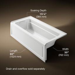 Archer 66'' x 32'' alcove bath with Bask heated surface, left drain - image 3