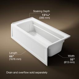 Archer 66'' x 32'' alcove bath, right drain - image 3