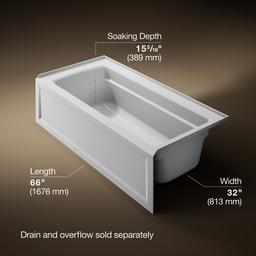 Archer 66'' x 32'' alcove bath, right drain - image 3