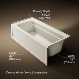Archer 66'' x 32'' alcove bath, right drain - image 3