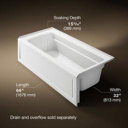 Archer 66'' x 32'' alcove bath with Bask heated surface, right drain - image 3