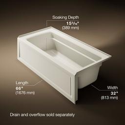 Archer 66'' x 32'' alcove bath with Bask heated surface, right drain - image 3