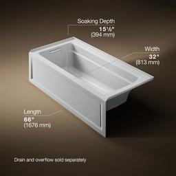Archer 66'' x 32'' alcove Heated BubbleMassageE air bath, left drain - image 3