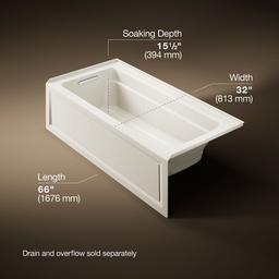 Archer 66'' x 32'' alcove Heated BubbleMassageE air bath, left drain - image 3