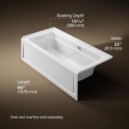 Archer 66'' x 32'' alcove Heated BubbleMassageE air bath with Bask heated surface, left drain - image 3