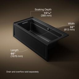 Archer 66'' x 32'' alcove Heated BubbleMassageE air bath with Bask heated surface, left drain - image 3