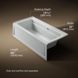 Archer 66'' x 32'' alcove Heated BubbleMassageE air bath with Bask heated surface, left drain - image 3
