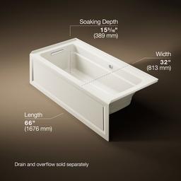 Archer 66'' x 32'' alcove Heated BubbleMassageE air bath with Bask heated surface, left drain - image 3