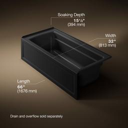 Archer 66'' x 32'' alcove Heated BubbleMassageE air bath, right drain - image 3