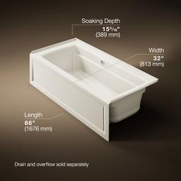 Archer 66'' x 32'' alcove Heated BubbleMassageE air bath with Bask heated surface, right drain - image 3