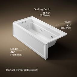 Archer 66'' x 32'' alcove heated whirlpool, left hand - image 3