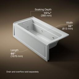 Archer 66'' x 32'' alcove heated whirlpool, left hand - image 3