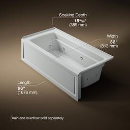 Archer 66'' x 32'' alcove whirlpool, right drain - image 3