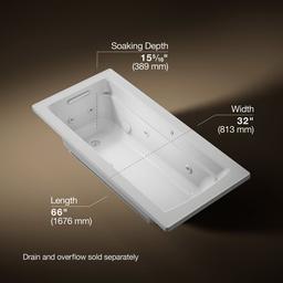 Archer 66'' x 32'' drop-in whirlpool bath with Bask heated surface - image 3