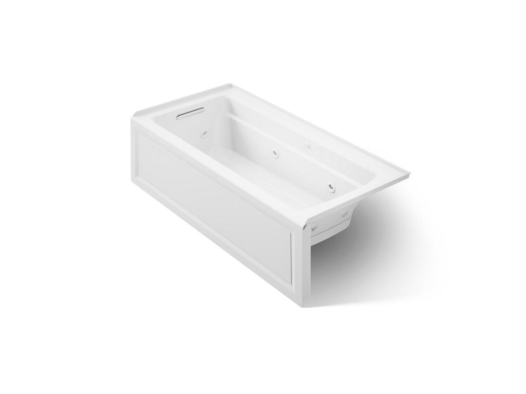 Archer 66'' x 32'' alcove Heated BubbleMassageE air bath and whirlpool, left drain by Kohler