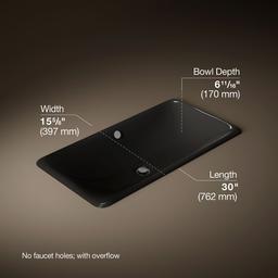 Kohler Iron Plains 30'' Rectangular Drop-in/undermount Bathroom Sink - Black - image 3