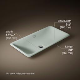 Iron Plains 30'' rectangular drop-in / undermount / vessel bathroom sink - Aspen Exterior With Aspen Interior - image 3