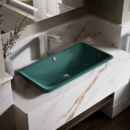 Iron Plains 30'' rectangular drop-in / undermount / vessel bathroom sink - Teal Exterior With Teal Interior - image 2