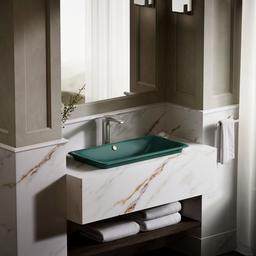 Iron Plains 30'' rectangular drop-in / undermount / vessel bathroom sink - Teal Exterior With Teal Interior - image 4