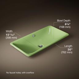 Iron Plains 30'' rectangular drop-in / undermount / vessel bathroom sink - Fresh Green Exterior With Fresh Green Interior - image 3