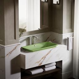 Iron Plains 30'' rectangular drop-in / undermount / vessel bathroom sink - Fresh Green Exterior With Fresh Green Interior - image 4