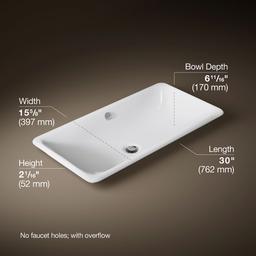 Kohler Iron Plains 30'' Rectangular Drop-in/undermount/vessel Bathroom Sink with White Painted... - image 3