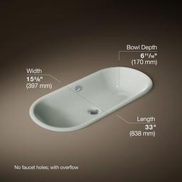 Kohler Iron Plains 33'' Oval Drop-in/undermount Bathroom Sink - Sea Salt - image 3