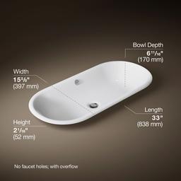 Kohler Iron Plains 33'' Oval Drop-in/undermount/vessel Bathroom Sink with Iron Black Painted... - image 3