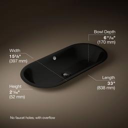 Kohler Iron Plains 33'' Oval Drop-in/undermount/vessel Bathroom Sink with Iron Black Painted... - image 3