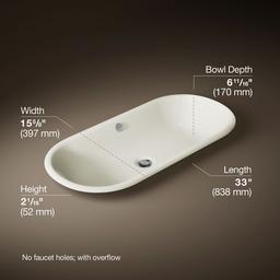 Kohler Iron Plains 33'' Oval Drop-in/undermount/vessel Bathroom Sink with Iron Black Painted... - image 3