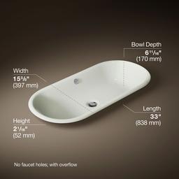 Kohler Iron Plains 33'' Oval Drop-in/undermount/vessel Bathroom Sink with Iron Black Painted... - image 3