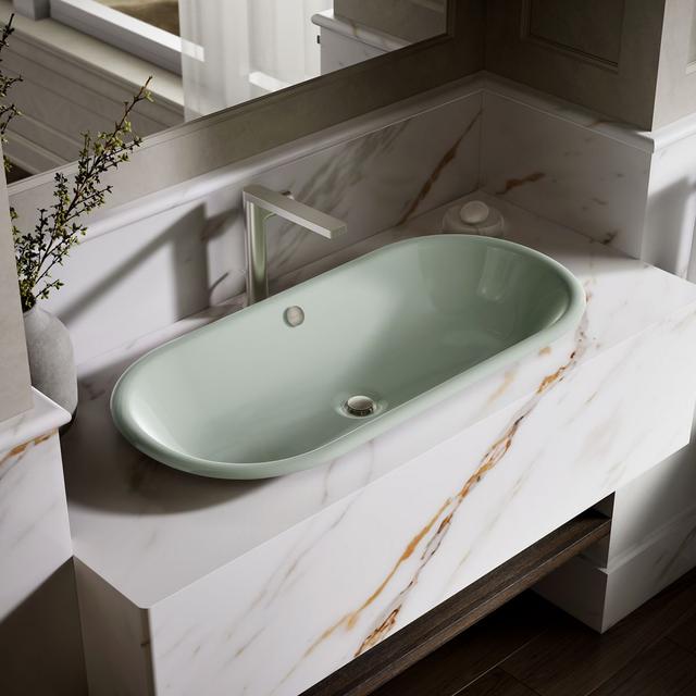 Iron Plains 33'' oval drop-in / undermount / vessel bathroom sink - Aspen Exterior With Aspen Interior