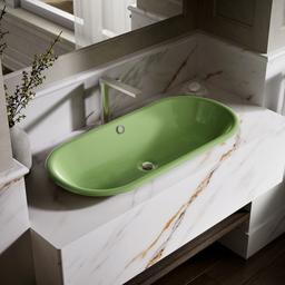 Iron Plains 33'' oval drop-in / undermount / vessel bathroom sink - Fresh Green Exterior With Fresh Green Interior - image 2