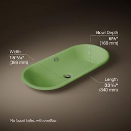 Iron Plains 33'' oval drop-in / undermount / vessel bathroom sink - Fresh Green Exterior With Fresh Green Interior - image 3