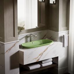 Iron Plains 33'' oval drop-in / undermount / vessel bathroom sink - Fresh Green Exterior With Fresh Green Interior - image 4