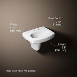 Kohler Pinoir 22'' Oval Wall-mount Bathroom Sink - White - image 3