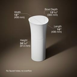 VeilE 16'' pedestal bathroom sink, no overflow - image 3