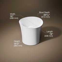 VeilE 16'' round vessel bathroom sink or pedestal sink basin, no overflow - image 3