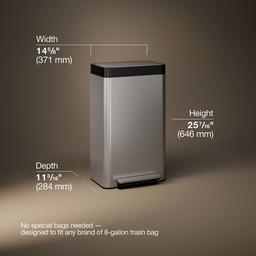 8-gallon loft stainless steel step trash can - image 3