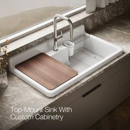 Farmstead 45'' top-/wall-mount single-bowl workstation farmhouse kitchen sink - image 5