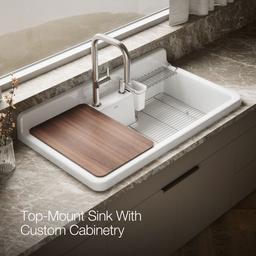 Farmstead 45'' top-/wall-mount single-bowl workstation farmhouse kitchen sink - image 6