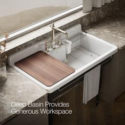 Farmstead 45'' top-/wall-mount single-bowl workstation farmhouse kitchen sink - image 7