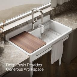 Farmstead 45'' top-/wall-mount single-bowl workstation farmhouse kitchen sink - image 7