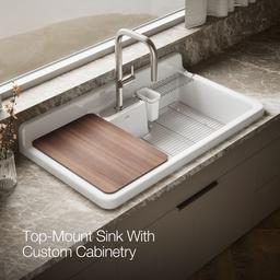 Farmstead 45'' top-/wall-mount single-bowl workstation farmhouse kitchen sink - image 6