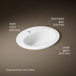 Kohler Pennington 20-1/4'' Oval Drop-in Bathroom Sink - White - image 3