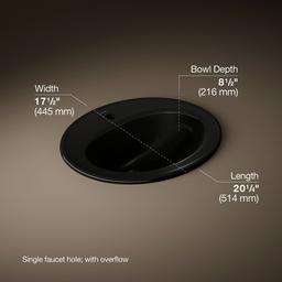 Kohler Pennington 20-1/4'' Oval Drop-in Bathroom Sink - - Black - image 3