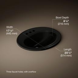 Kohler Pennington 20-1/4'' Oval Drop-in Bathroom Sink - - Black - image 3