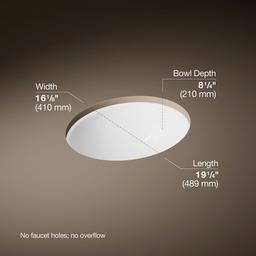 Caxton 19-1/4'' oval undermount bathroom sink with glazed underside, no overflow - image 3